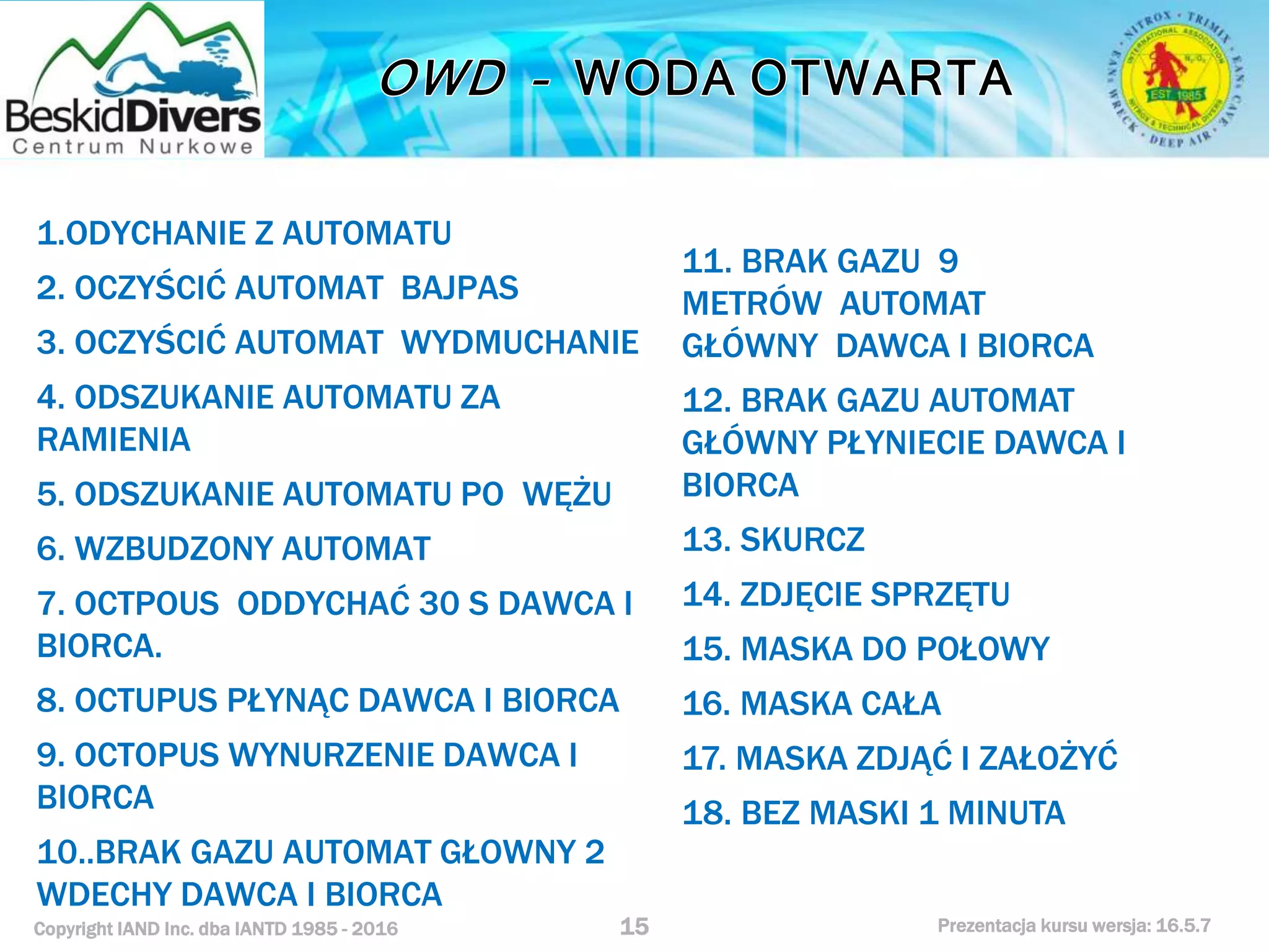 Podstawowy kurs nurkowy owd prezentacja beskiddivers