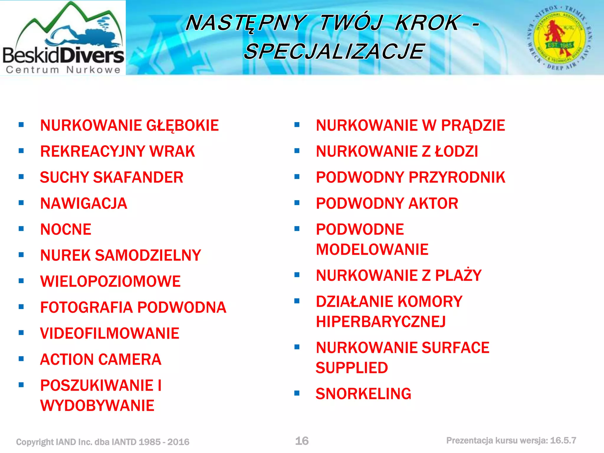 Podstawowy kurs nurkowy owd prezentacja beskiddivers