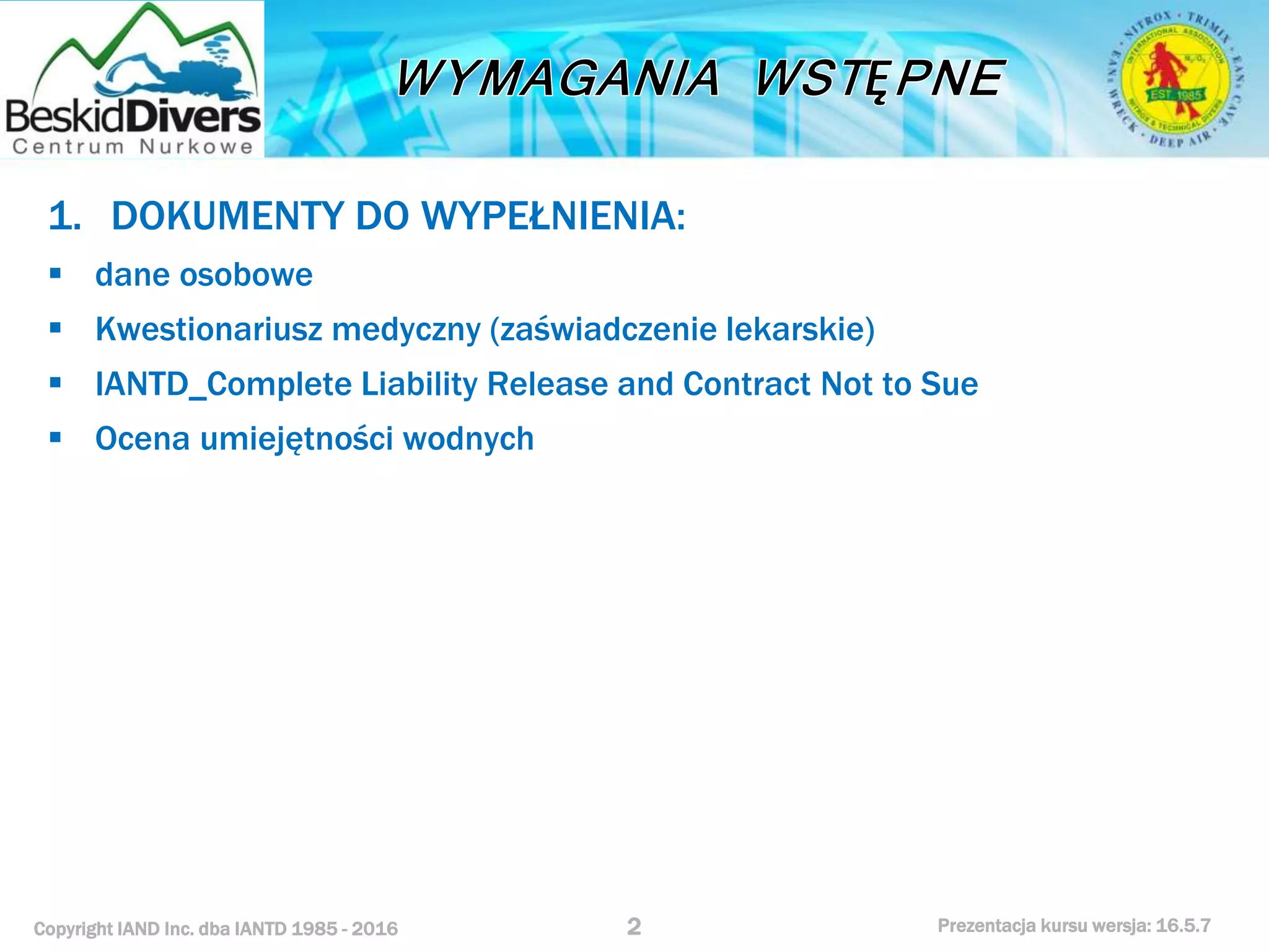 Podstawowy kurs nurkowy owd prezentacja beskiddivers