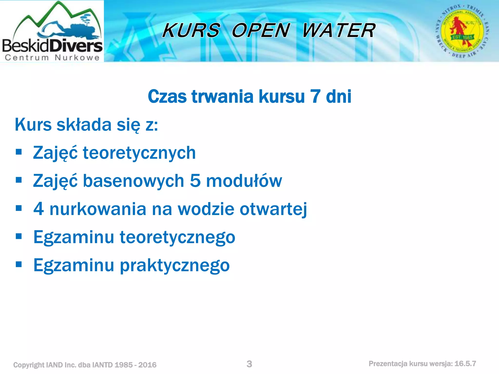 Podstawowy kurs nurkowy owd prezentacja beskiddivers