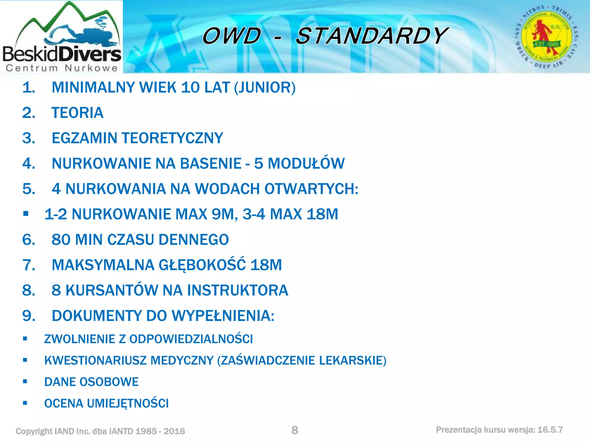 Podstawowy kurs nurkowy owd prezentacja beskiddivers