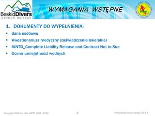 Podstawowy kurs nurkowy owd prezentacja beskiddivers