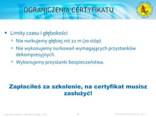 Podstawowy kurs nurkowy OWD – prezentacja IANTD