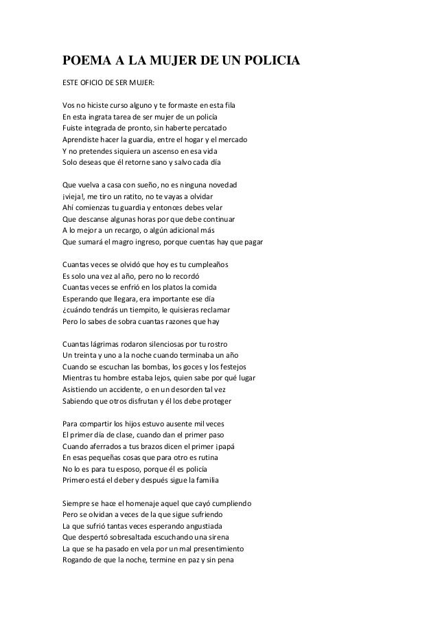 Poema A La Mujer De Un Policia