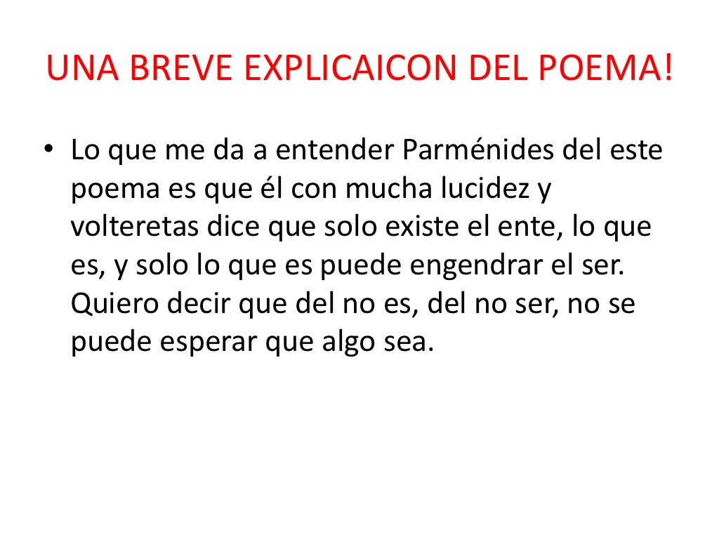 Poema de parménides Poema de parménides