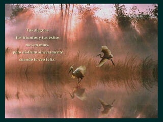 Tus alegrías. tus triunfos y tus éxitos no son míos.  pero disfruto sinceramente cuando te veo feliz .  