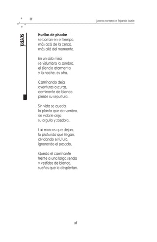 juana coromoto fajardo issele



                  Quiero cegar tus labios
eclipse de luna

                  cuando los míos no rozan,
                  quisiera cegar los míos
                  en una tímida rosa.

                  Más, si eclipsar tu sol
                  opaco de ilusión no puedo...
                  sólo la luna brillará
                  en la punta de mis dedos.

                  Quiero desaparecer tus ojos
                  cuando en recuerdos navegan,
                  quisiera desaparecer los míos
                  en la locura pasajera.

                  Quiero desvanecer tu cuerpo
                  cuando a mi cuerpo no ama,
                  quisiera desvanecer el mío
                  en una noche hechizada.

                  Más, si eclipsar tu mundo
                  de aflicción no puedo....
                  sólo la luna brillará
                  en la punta de mis dedos.

                  Quiero cubrir tus manos
                  cuando de tocarme dejan,
                  quisiera cubrir las mías
                  y de un golpe detenerlas.

                  Quiero abrigar tus labios,
                  ojos, manos y cuerpo...
                  y así disfrutar del eclipse
                  en la punta de mis dedos.




                                         14
 