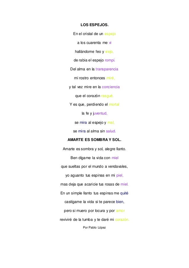 POEMAS CON RIMA ASONANTE Y CONSONANTE