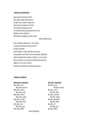 Poemas XIX POESÍA E IMAXE, EN GALEGO SEN FILTRO