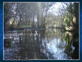 A muyer que quería ser río nun buscaba outra cousa: el abandono de deixarse llevar igual qu’esbaran  as gotas de sudor como monedas, os días da semana,  