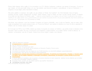 Pizarro había fundado dicha capilla el 14 de noviembre de 1537. Muchos testimonios confirman que durante el virreynato, el cerro era
muy visitado, no solo para rendir tributo a la cruz, sino también para observar la ciudad y, especialmente, el mar en el horizonte y
asegurarse de que ningún pirata merodeaba la ciudad.
Más tarde, también se construyó otra capilla a la que se llamó la “Ermita San Cristóbal”. En 1630, Hernando Arias de Ugarte,
arzobispo de Lima, nombró administrador al clérigo Andrés Sánchez. Según el "Diario de Lima" de Juan Antonio Suardo, el cuidador
de la ermita fue Juan Marcos de Paredes, quien “...todas las noches bajaba a esta ciudad y con un Cristo Crucificado en las manos
andaba por las calles dando voces y amonestando a los que estaban en pecado mortal, con que tenía adquirido muy buena opinión en
toda esta corte”. El terremoto de 1746 destruyó la Ermita.
Otra fuente, hace referencia a que Luis Jerónimo Fernández de Cabrera y Bobadilla, virrey Conde de Chinchón, antes de visitar dicha
ermita acompañado de su esposa, pasaba revista a la “Casa de la Pólvora”, que también se ubicaba en el cerro. En ella se guardaba la
artillería ante un eventual ataque a la ciudad.
El 21 de junio de 1999 se creó CEPRI, entidad que tendría el propósito de constuir un Teleférico que partiría desde la Alameda de los
Descalzos, hasta la cumbre del cerro. Un proyecto de tal magnitud es imprescindible en un ámbito turístico donde la afluencia de
visitantes se incrementa cada día. El mismo, dotaría de un acceso rápido y seguro a sus visitantes.
 1'285,216 kilómetros cuadrados.
 24 departamentos y 1 provincia constitucional.
 Casi 30 millones de habitantes.
 Territorio 3 veces más grande que Japón.
 Sólo la Amazonía es más grande que los territorios de Alemania, España y Francia juntos.
 200 millas marítimas de mar territorial.
 Su sistema de carreteras tiene una longitud de casi 70,000 kilómetros con sólo 8,000 asfaltados (aproximadamente).
 Su red ferroviaria tiene más de 4 mil kilómetros aproximadamente.
 Su infraestructura portuaria está compuesta por 24 puertos importantes. 19 marítimos en el litoral pacífico, 4 fluviales y 1 lacustre, aparte
de Caletas, que son lugares habilitados u ocasionales de embarque y desembarque de mercadería y puertos fluviales de uso local.
 58 aeropuertos.
 El idioma oficial es el castellano; pero el quechua y el aymara subsisten en menor proporción, además de otros dialectos que se hablan
en más de 50 comunidades indígenas selváticas.
 El nombre "Perú", se deriva de una palabra quechua que significa "abundancia".
 PATRIMONIO NATURAL DEL PERÚ
5´830 mil hectáreas de patrimonio natural.
 