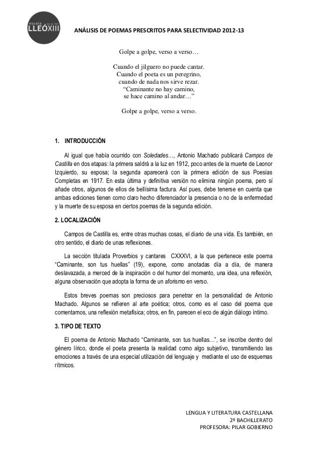 Analisis Del Poema Proverbios Y Cantares De Antonio Machado Poemas y proverbios y cantares a. machado