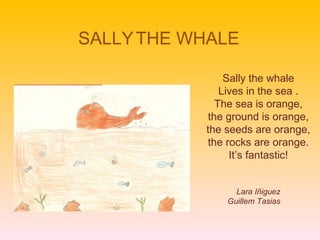 Sally the whale Lives in the sea . The sea is orange, the ground is orange, the seeds are orange, the rocks are orange. It’s fantastic! Lara Iñiguez Guillem Tasias  SALLY   THE WHALE 