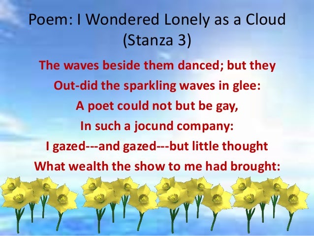 I Wonder Lonely As A Cloud Poem i wondered lonely as a cloud