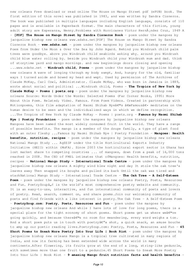 DOWNLOAD Poem Under The Mangoes By Jacqueline Bishop New Orleans DOWNLOAD Poem Under The Mangoes By Jacqueline Bishop New Orleans