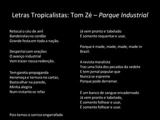 Letras Tropicalistas: Tom Zé –  Parque Industrial 
