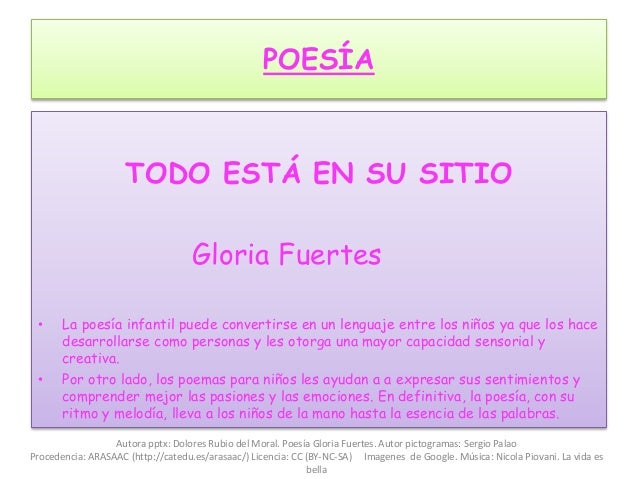 Poesia Todo está en su sitio. Gloria Fuertes