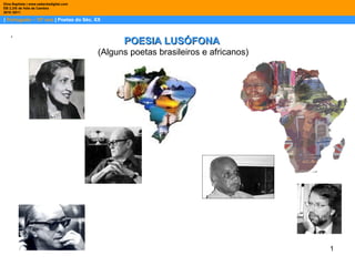 |  Português – 10º ano  | Poetas do Séc. XX Dina Baptista | www.sebentadigital.com EB 2,3/S de Vale de Cambra 2010 /2011 . POESIA LUSÓFONA (Alguns poetas brasileiros e africanos) 