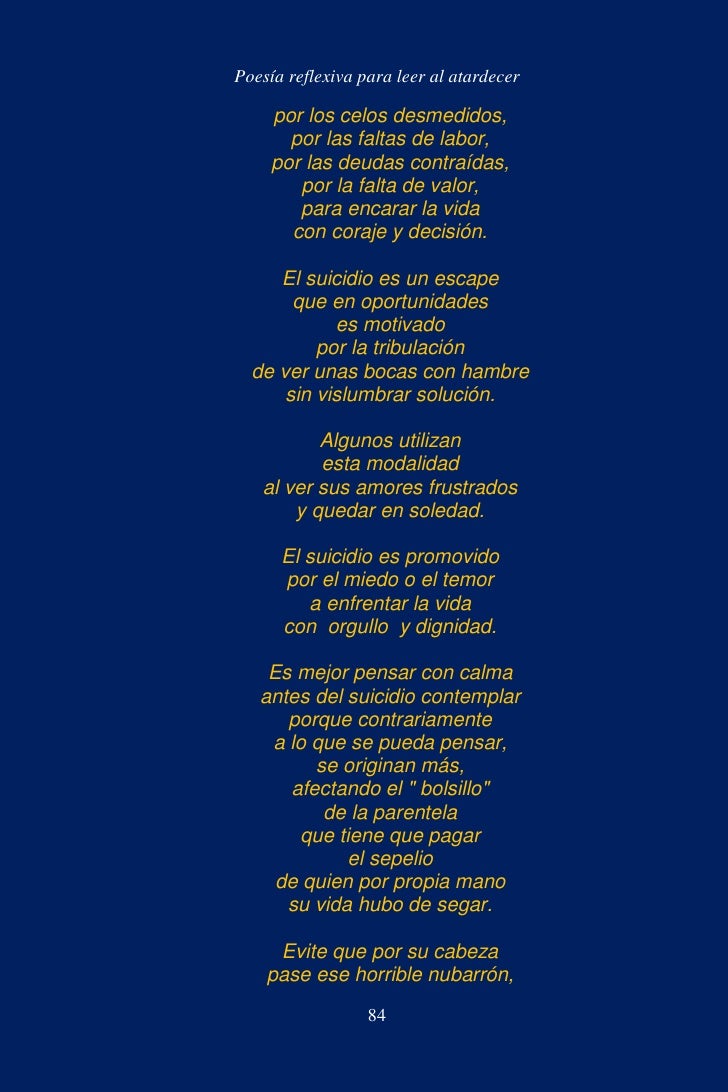 Poesia reflexiva para leer al atardecer