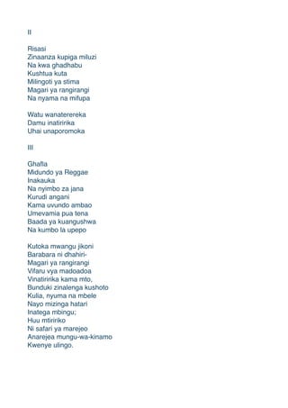 Poesia Swahili [Euphrase Kezilahabi_Kithaka wa Mberia_Alamin Mazrui] | PDF