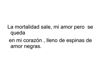 La mortalidad sale, mi amor pero  se queda 