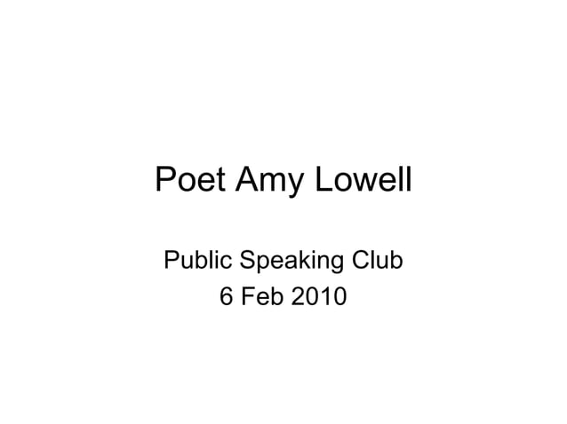 Poet Amy Lowell PPT