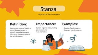 Stanza Visual Example Poetic Devices Education Presentation in Yellow Orange Bold Hand Drawn ...