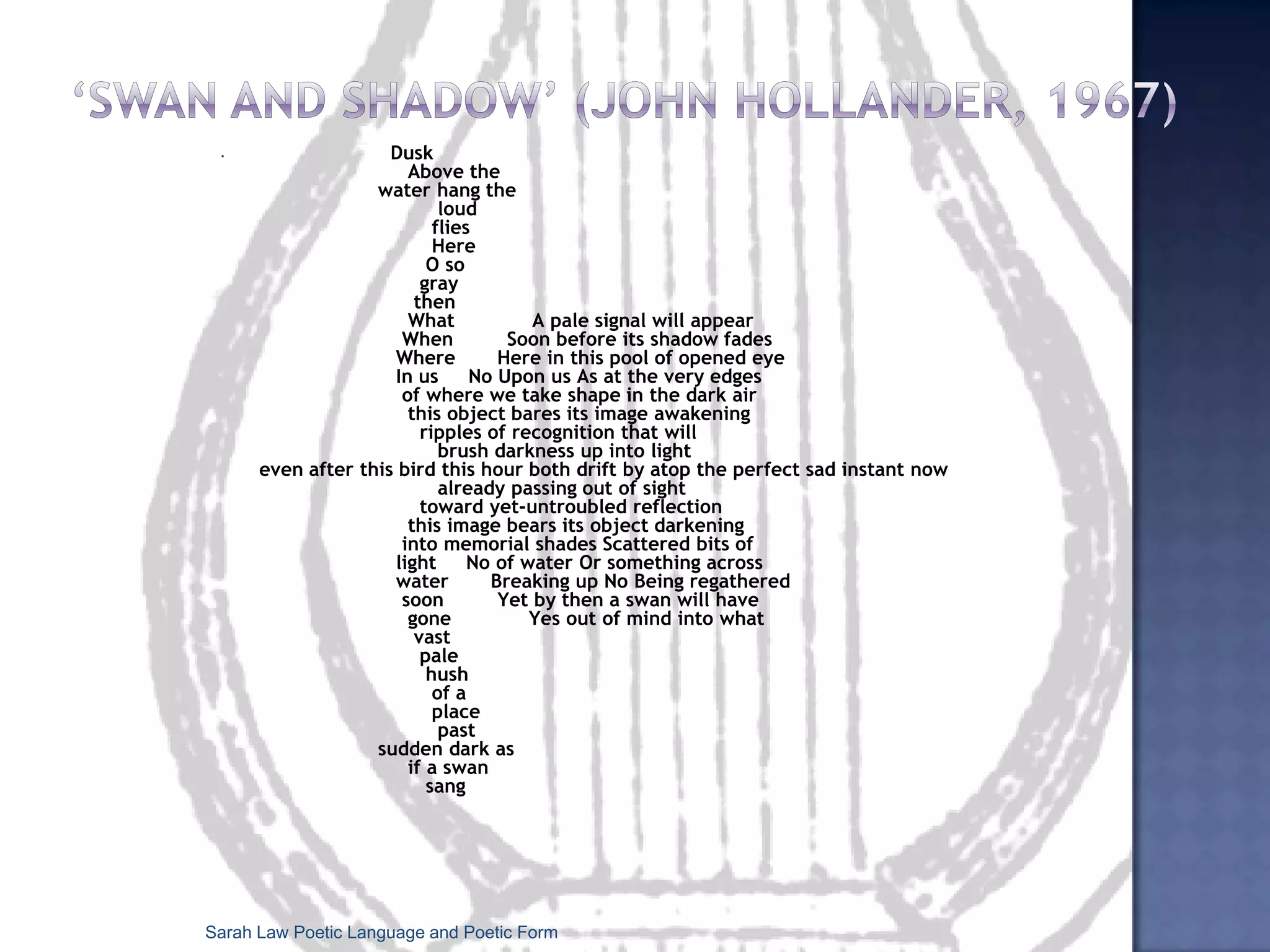 Traditional fixed forms such as the sonnet can also be a genre, because apart from the specific pattern, it also builds up various conventions of structure and content, which have a history. Sarah Law Poetic Language and Poetic Form