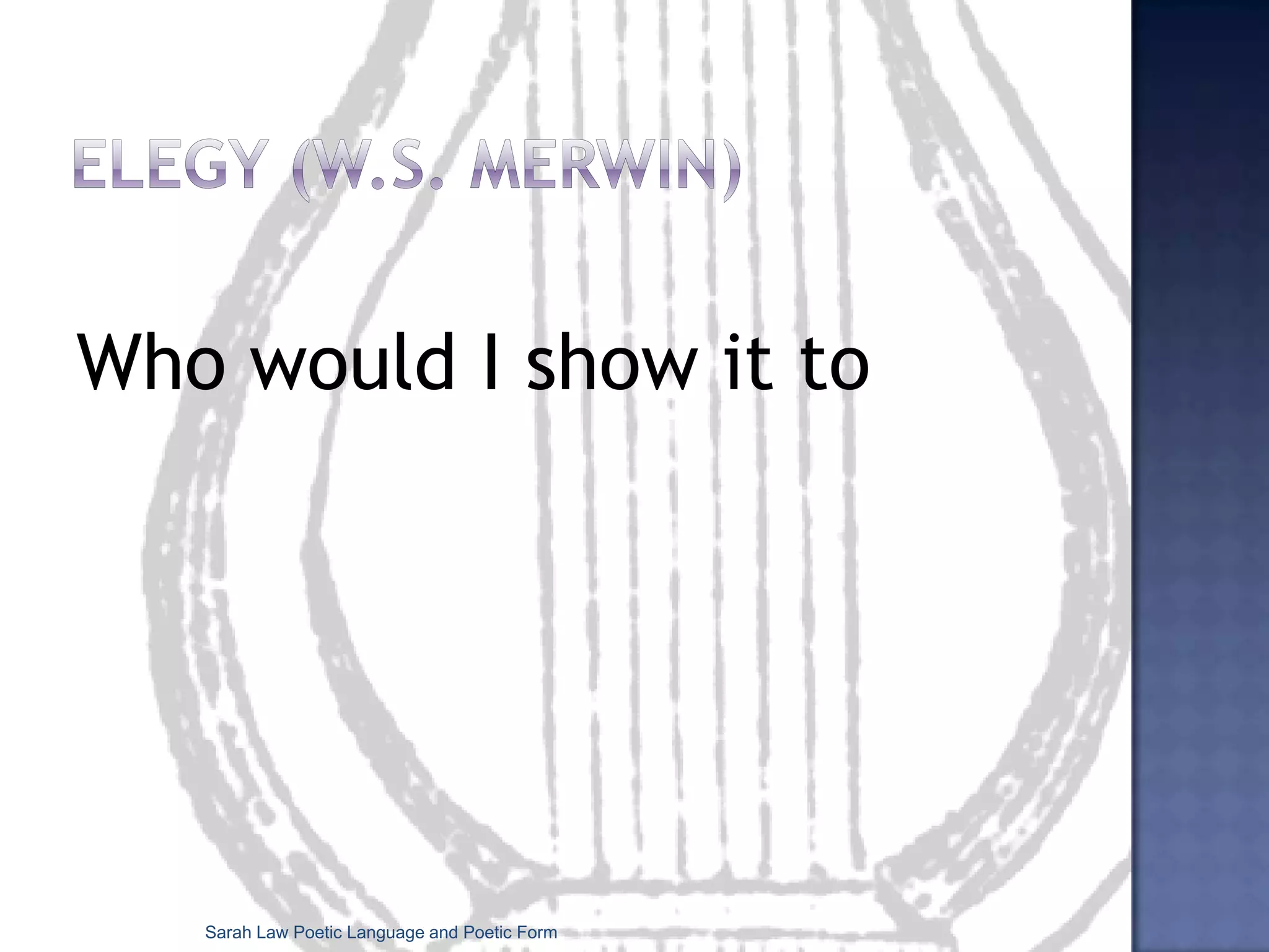 Neoclassical Genre TheorySarah Law Poetic Language and Poetic Form