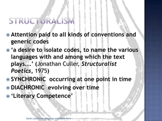 Elegy (W.S. Merwin)Who would I show it toSarah Law Poetic Language and Poetic Form