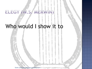 Neoclassical Genre TheorySarah Law Poetic Language and Poetic Form