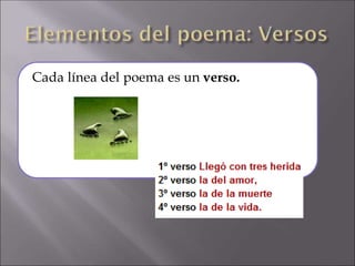 Cada línea del poema es un verso.
 
