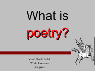 What is poetry? Yamil Narchi Sadek World Literature 4th grade 