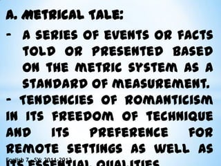 Sample text:Edmund and HelenCome, sit thee by me, love, and thou shalt hearA tale may win a smile and claim a tear-A plan and simple story, told in rhyme,As sang the minstrels of the olden time.No idle Muse I'll needlessly invoke-No patron's aid to steer me from the rockOf cold neglect round which oblivion lies;But loved one, I will look into thine eyes,From which young poesy first touched my soul,English 7 – SY: 2011-2012