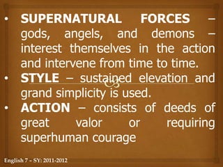 SETTING - vast, covering great nations, the world, or the universe.English 7 – SY: 2011-2012