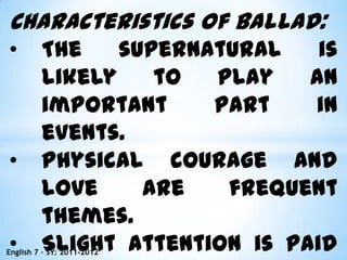 Then select from thereVery carefullyMy treasured possessions andMy fine clothes.”English 7 – SY: 2011-2012