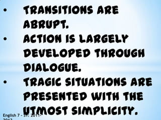 Ballad- Oneof the earliest forms 	of literature.The narration of a story 	in poetry form.