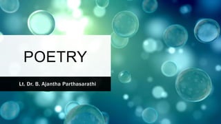 POETRY
Lt. Dr. B. Ajantha Parthasarathi
 