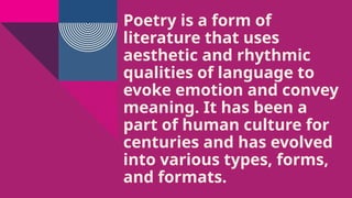 The Different Types and Forms of the Poetry | PPTX