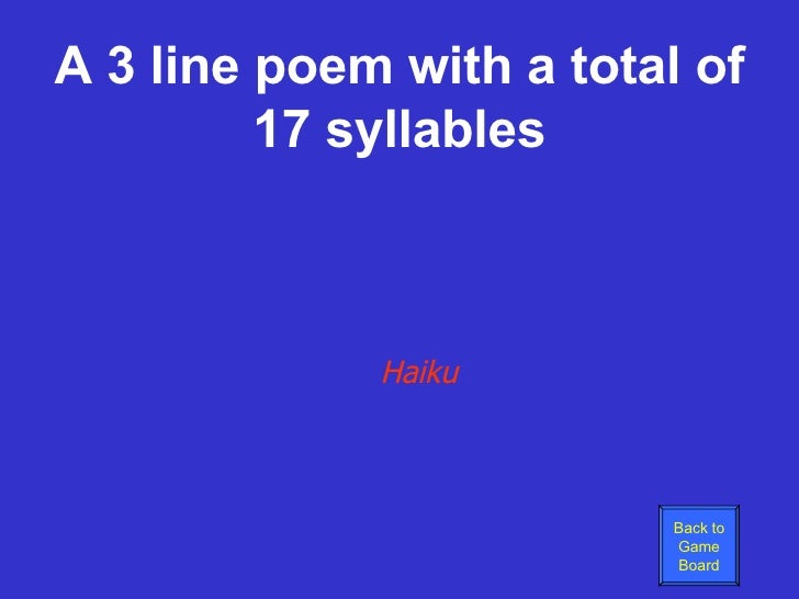 Poetry Jeopardy