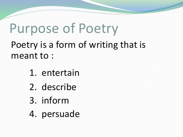 what is the purpose of poetry