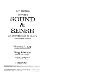 Sound and Sense : An Introduction to Poetry