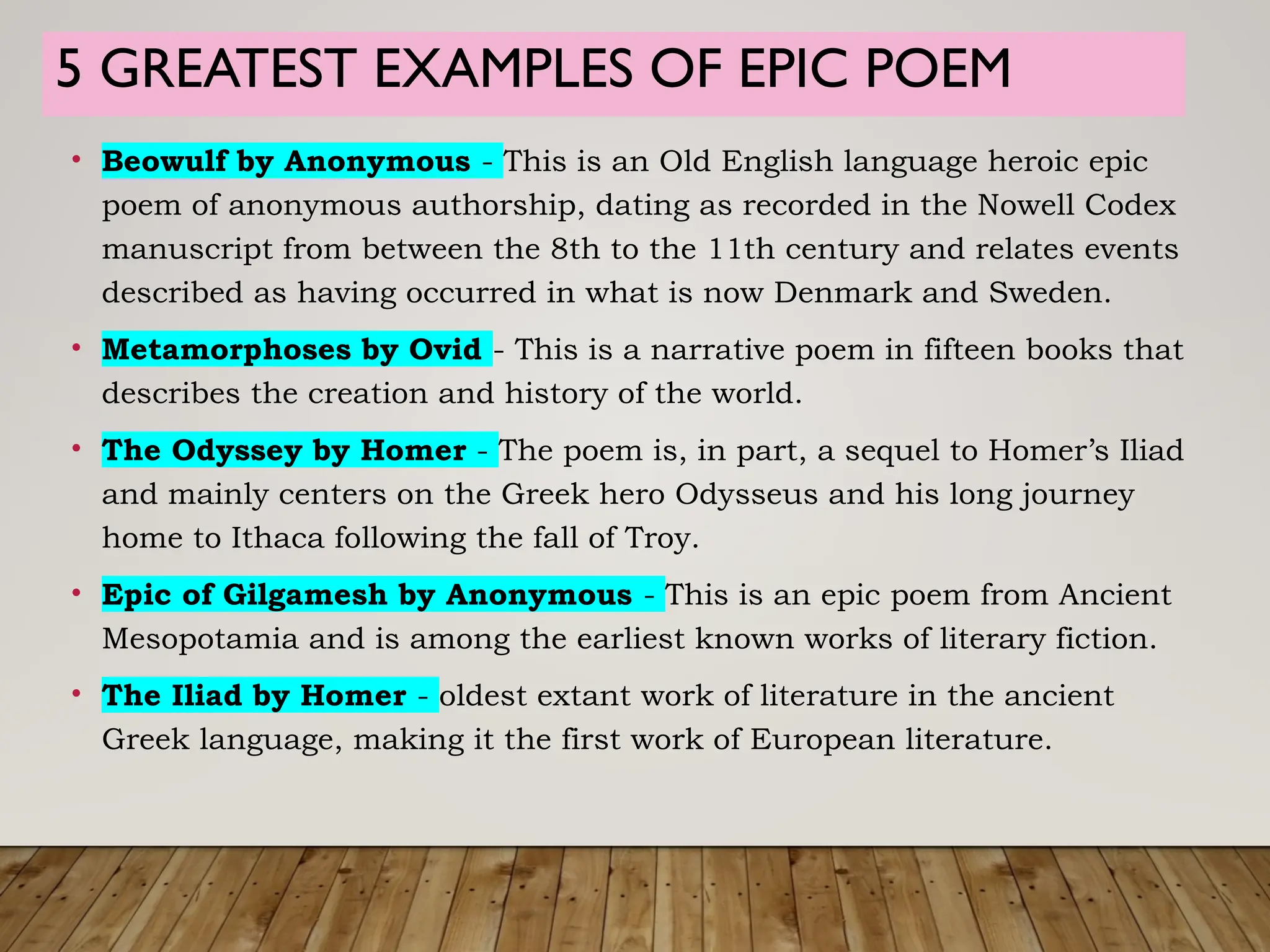 Epic Poem Examples