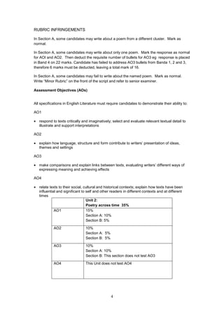 Ao2 Writing Poetry across time 2012 mark scheme | PDF