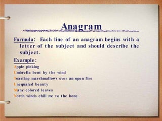 Anagram Pattern Example Poetry collection | PPT