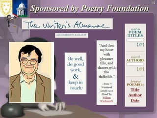 Sponsored by Poetry Foundation12