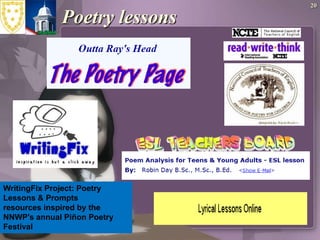 Poetry lessons20WritingFix Project: Poetry Lessons & Prompts resources inspired by the NNWP's annual Piñon Poetry Festival 