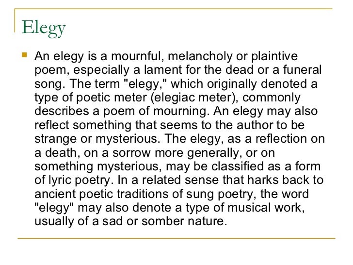 How to write an elegy