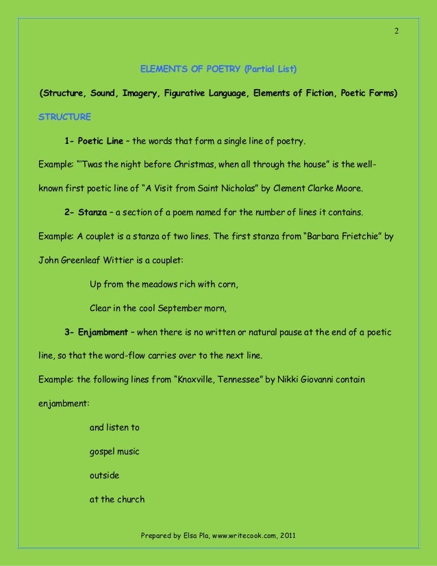poetry elements poetry form list
