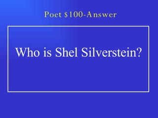 Poet $100-Answer Who is Shel Silverstein? 